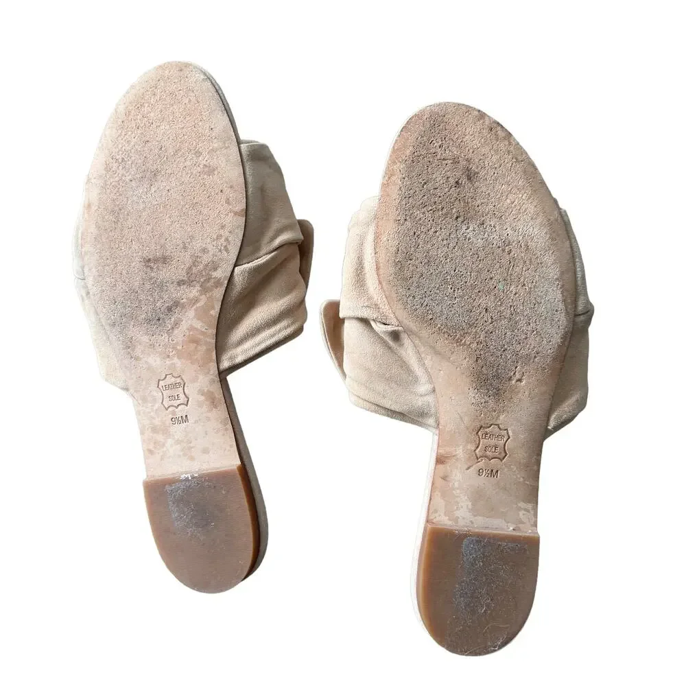 Tory Burch Suede Bow Sandals Beige